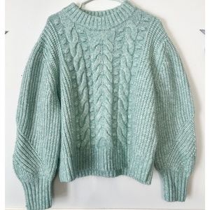 **3/$25**  A New Day - Super Soft Sweater with Balloon Sleeves, Light Green - XL
